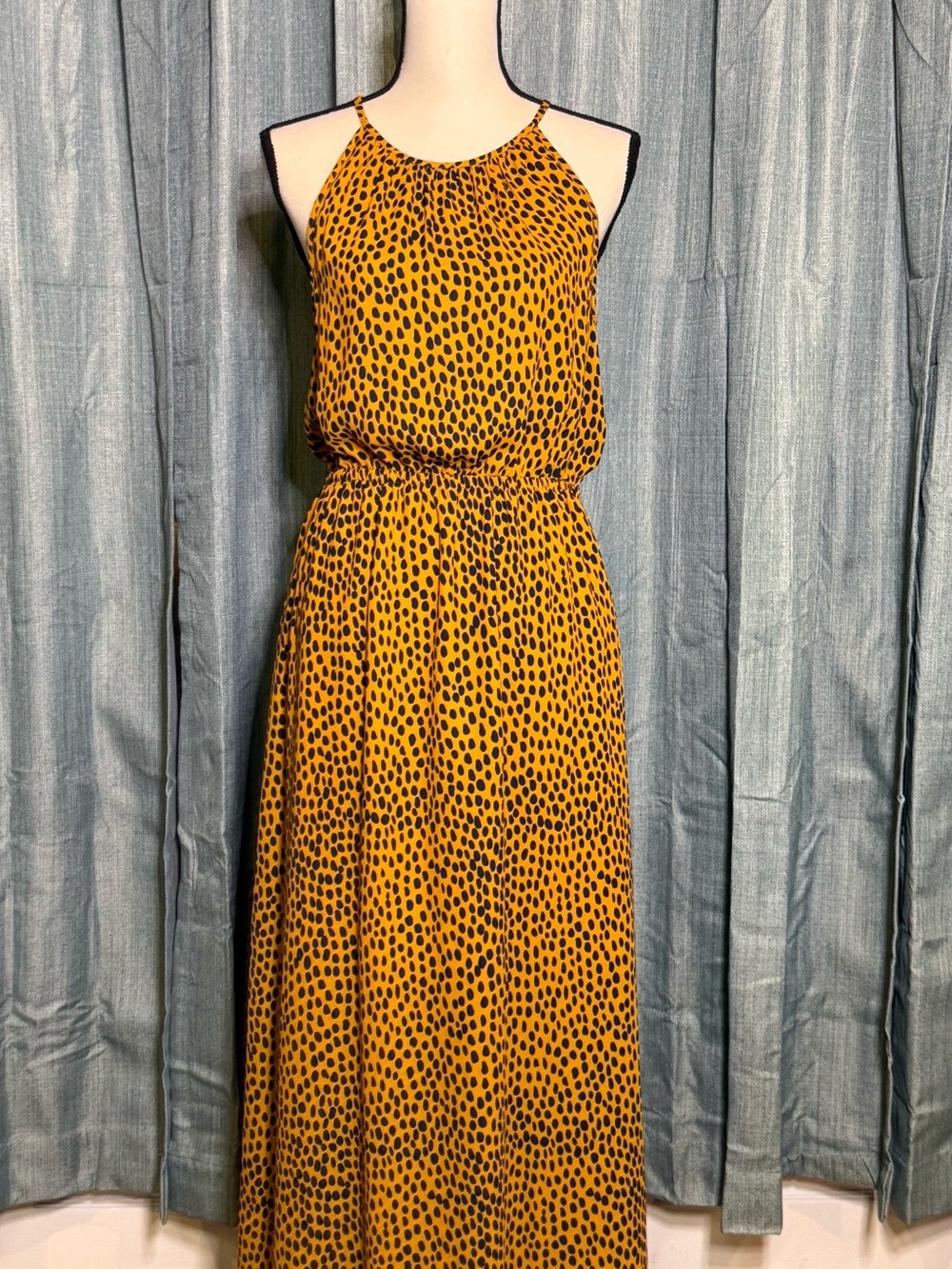 J. Crew Yellow and Black Halter Maxi Dress